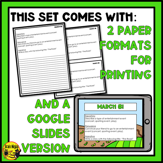 March Monthly Writing Prompts | Paper and Digital
