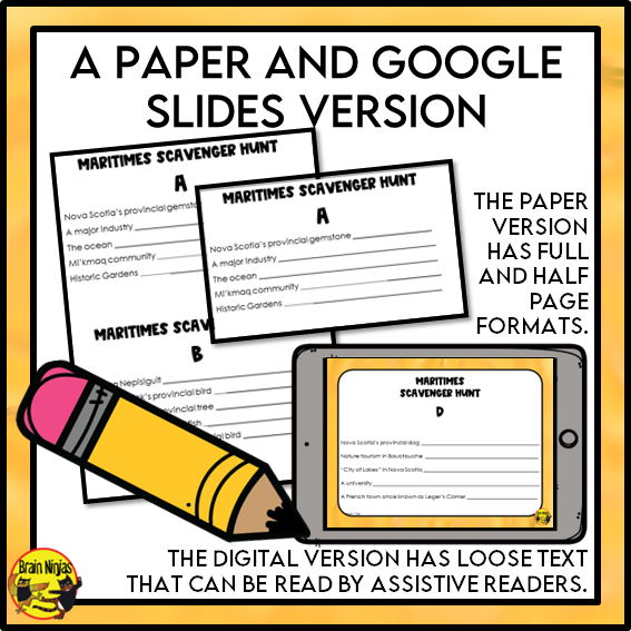 Maritimes Geography Scavenger Hunt | Paper and Digital