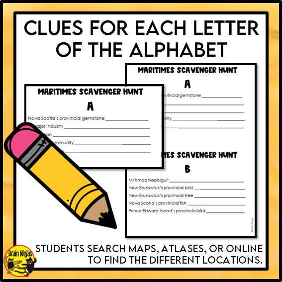 Maritimes Geography Scavenger Hunt | Paper and Digital