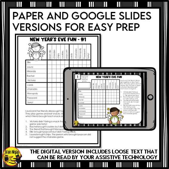 New Years Logic Puzzles | Paper and Digital