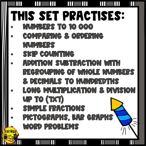 New Years Math Worksheets | Numbers to 10 000 | Paper