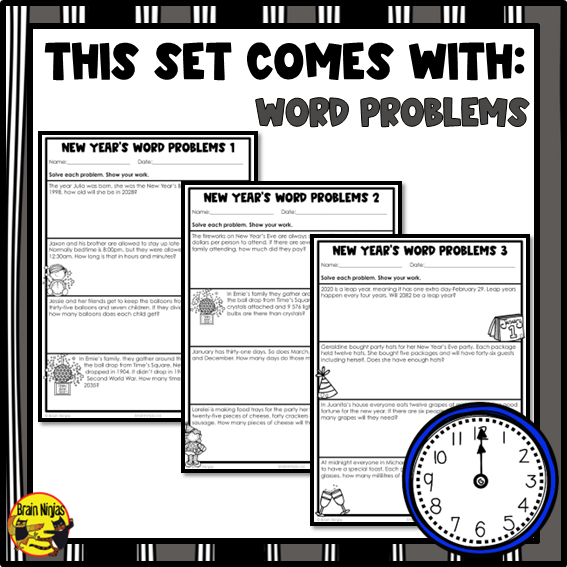New Years Math Worksheets | Numbers to 10 000 | Paper