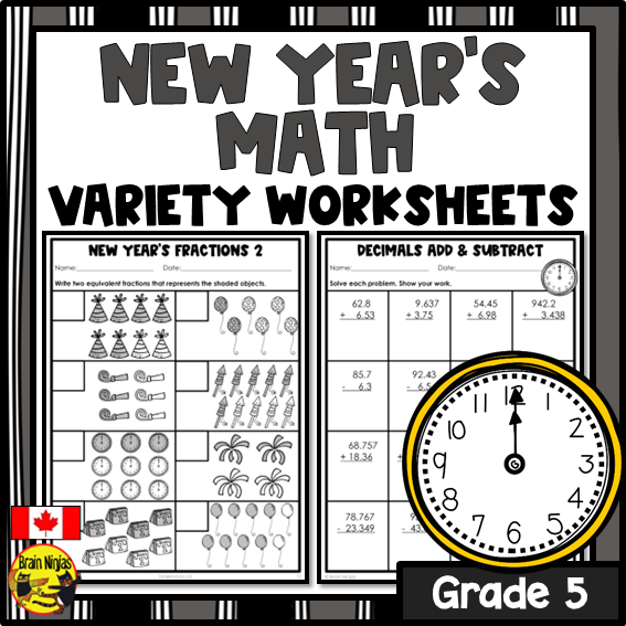 New Years Math Worksheets | Numbers to 1 000 000 | Paper