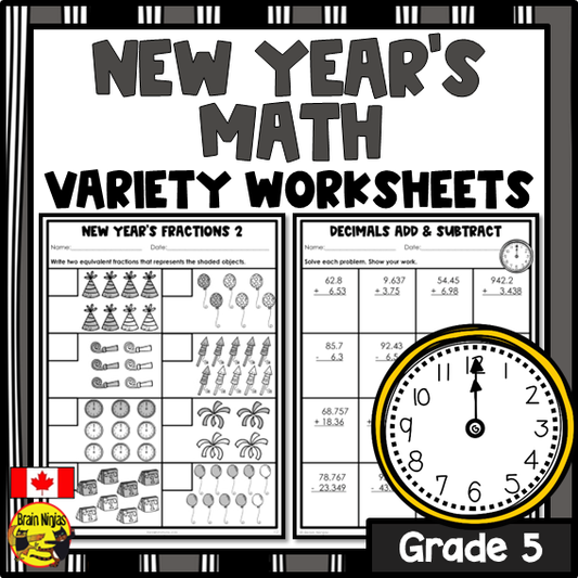 New Years Math Worksheets | Numbers to 1 000 000 | Paper