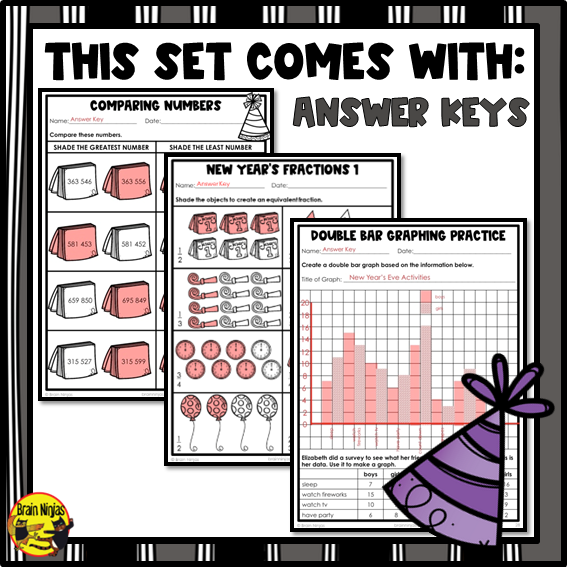 New Years Math Worksheets | Numbers to 1 000 000 | Paper