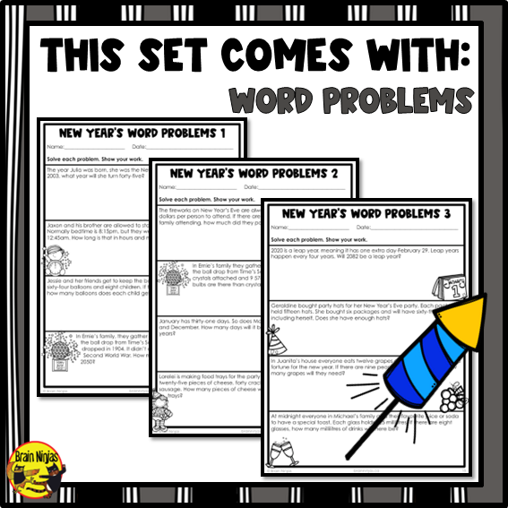 New Years Math Worksheets | Numbers to 1 000 000 | Paper