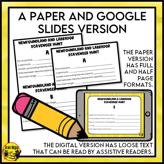 Newfoundland and Labrador Geography Scavenger Hunt | Paper and Digital