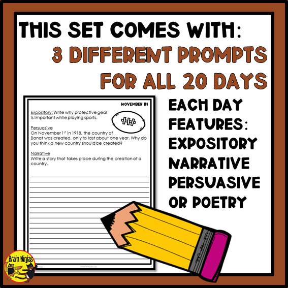 November Monthly Writing Prompts | Paper and Digital