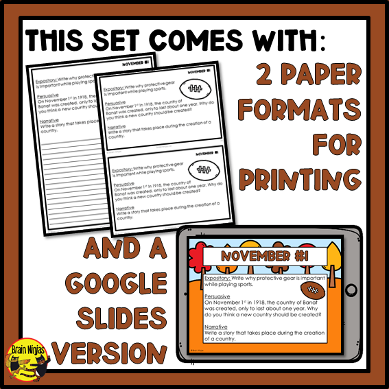 November Monthly Writing Prompts | Paper and Digital