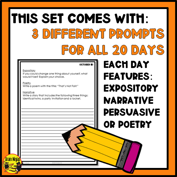 October Monthly Writing Prompts | Paper and Digital