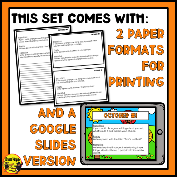 October Monthly Writing Prompts | Paper and Digital