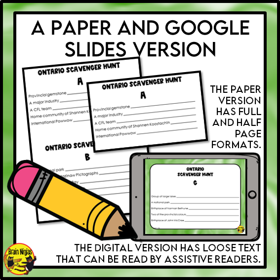 Ontario Geography Scavenger Hunt | Paper and Digital