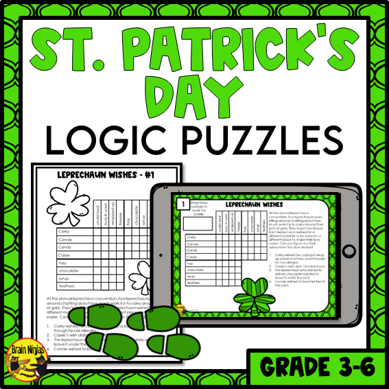 St Patricks Day Logic Puzzles | Paper and Digital