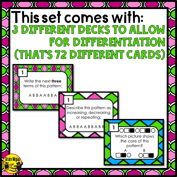 Patterns Math Task Cards | Paper and Digital | Grade 3
