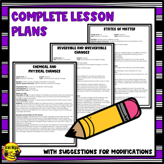Chemistry Chemical and Physical Changes Lessons | Paper and Digital