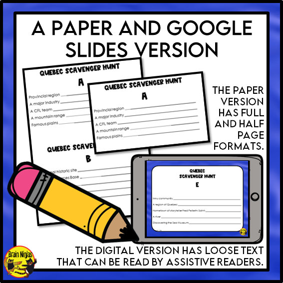 Quebec Geography Scavenger Hunt | Paper and Digital