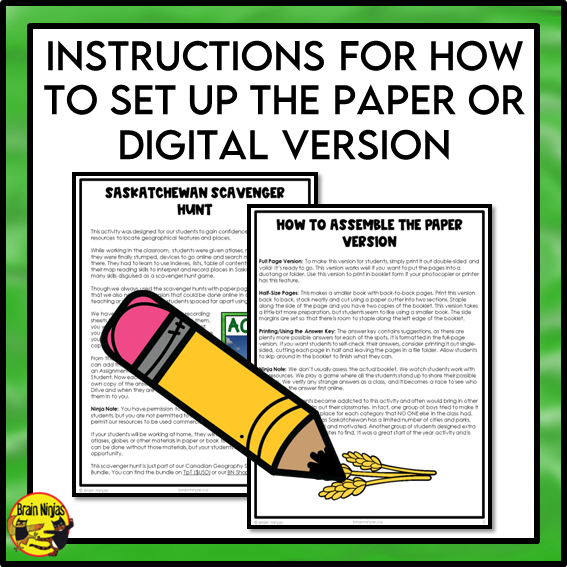 Saskatchewan Geography Scavenger Hunt | Paper and Digital