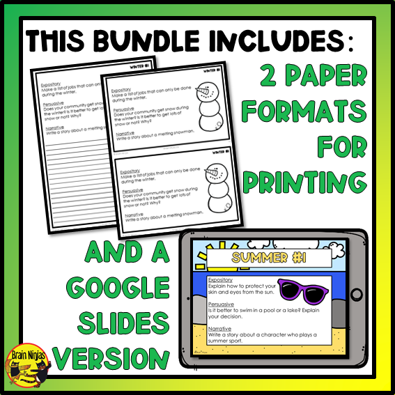 Seasonal Writing Prompts | Paper and Digital