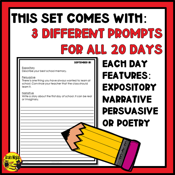 September Monthly Writing Prompts | Paper and Digital