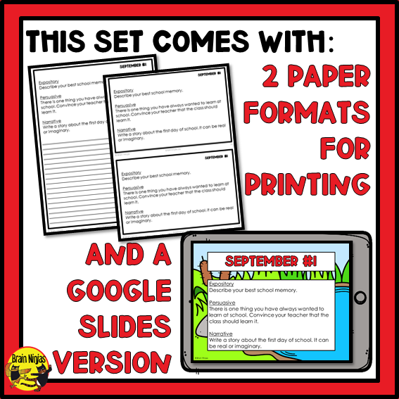 September Monthly Writing Prompts | Paper and Digital