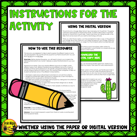 Plant Growth and Changes | Special Needs of Plants | Paper and Digital