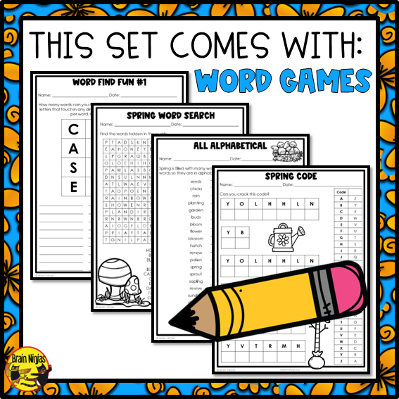 Spring Activities | Word Games | Puzzles | Writing Prompts | Paper and Digital