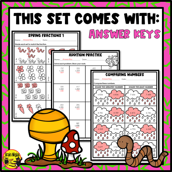 Spring Math Worksheets | Numbers to 1000 | Paper