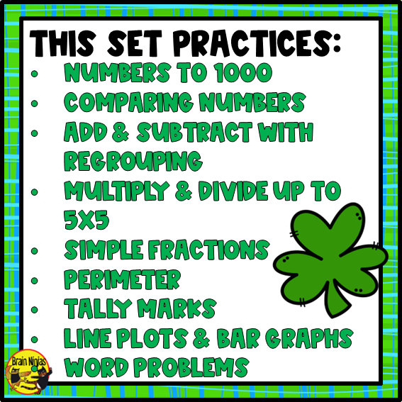 St Patricks Day Math Worksheets | Numbers to 1000 | Paper