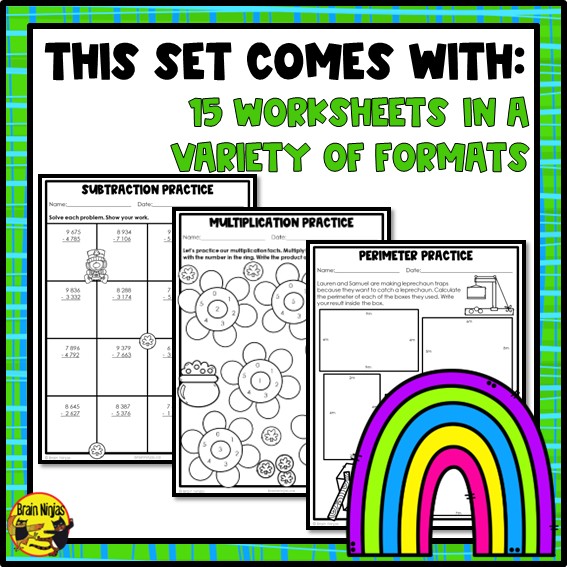St Patricks Day Math Worksheets | Numbers to 1000 | Paper