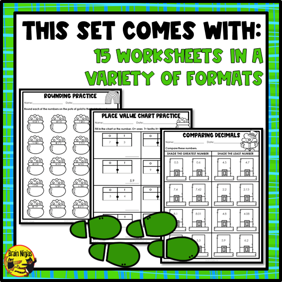 St. Patrick's Day Math Worksheets | Numbers to 10 000 | Paper