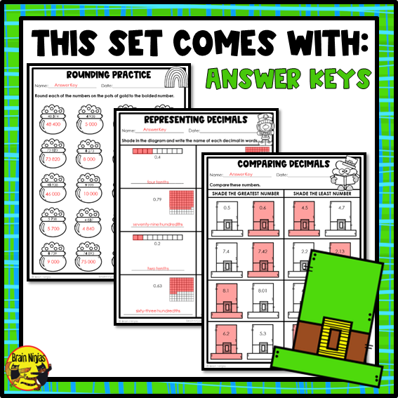 St. Patrick's Day Math Worksheets | Numbers to 10 000 | Paper