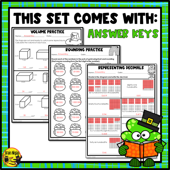 St Patricks Day Math Worksheets | Numbers to 1 000 000 | Paper