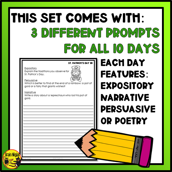 St Patrick's Day Writing Prompts | Paper and Digital