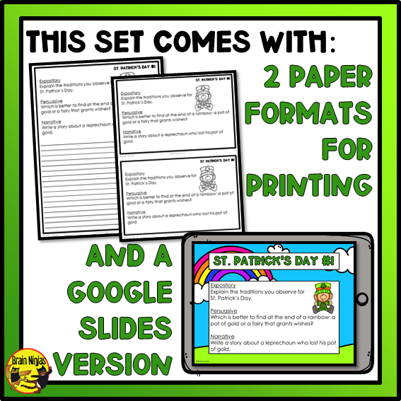 St Patrick's Day Writing Prompts | Paper and Digital