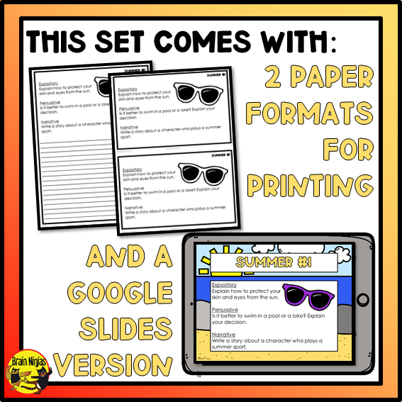 Summer Writing Prompts | Paper and Digital