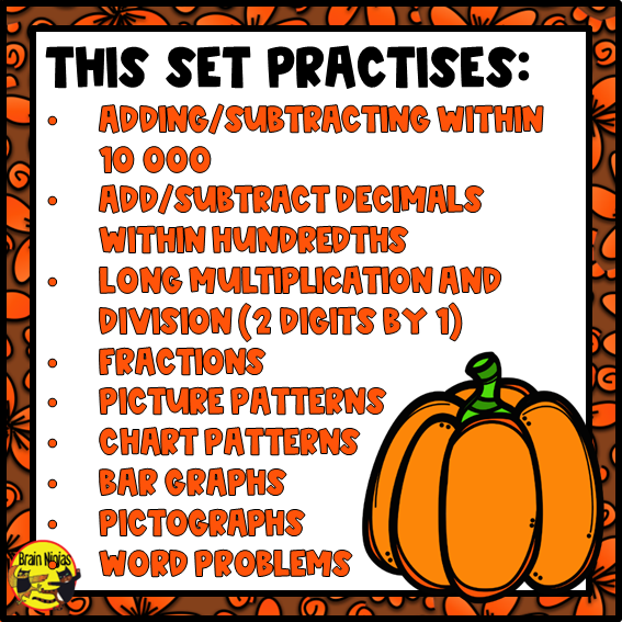 Thanksgiving Math Worksheets | Numbers to 10 000 | Paper | Grade 4