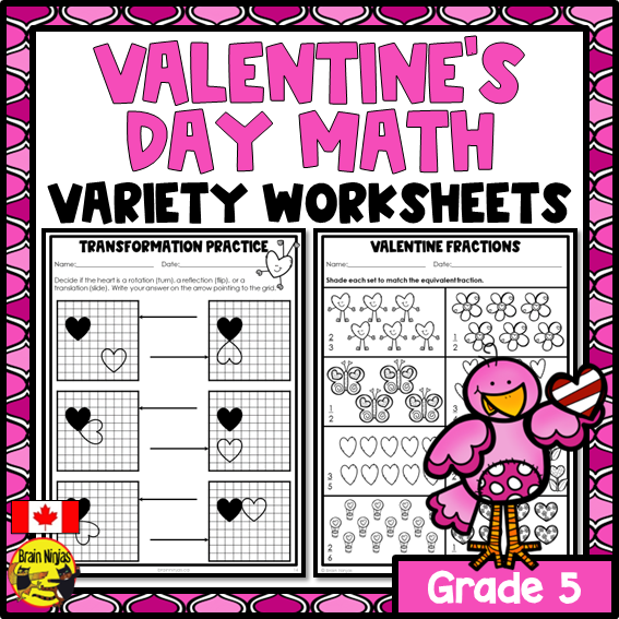 Valentine's Day Math Worksheets | Numbers to 1 000 000 | Paper