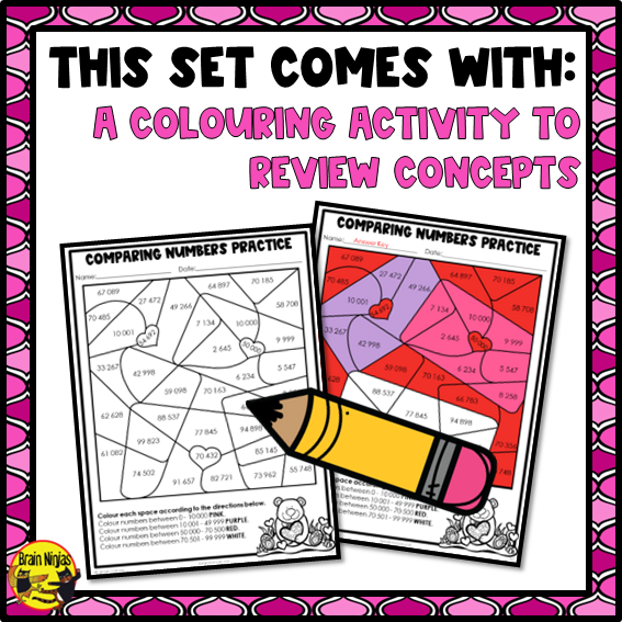 Valentine's Day Math Worksheets | Numbers to 1 000 000 | Paper