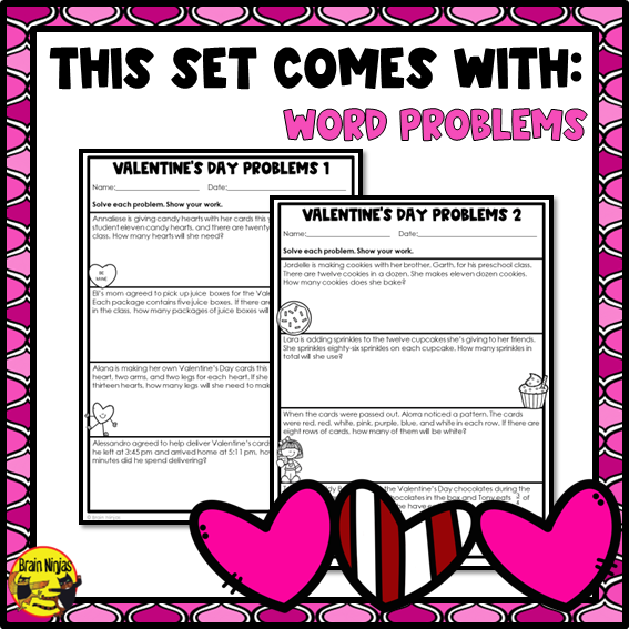 Valentine's Day Math Worksheets | Numbers to 1 000 000 | Paper