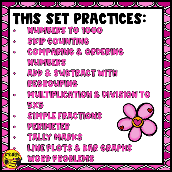 Valentine's Day Math Worksheets | Numbers to 1000 | Paper
