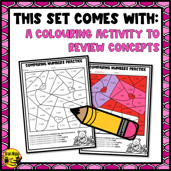 Valentine's Day Math Worksheets | Numbers to 10 000 | Paper