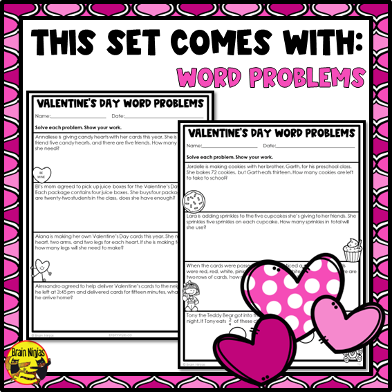 Valentine's Day Math Worksheets | Numbers to 1000 | Paper