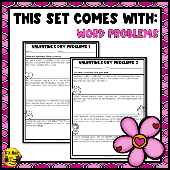 Valentine's Day Math Worksheets | Numbers to 10 000 | Paper