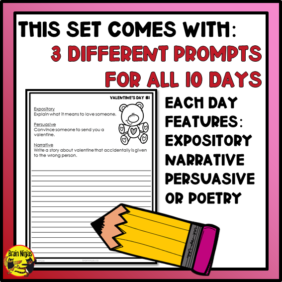 Valentine's Day Writing Prompts | Paper and Digital