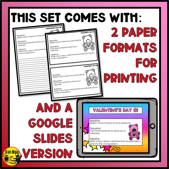 Valentine's Day Writing Prompts | Paper and Digital