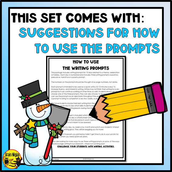 Winter Writing Prompts | Paper and Digital
