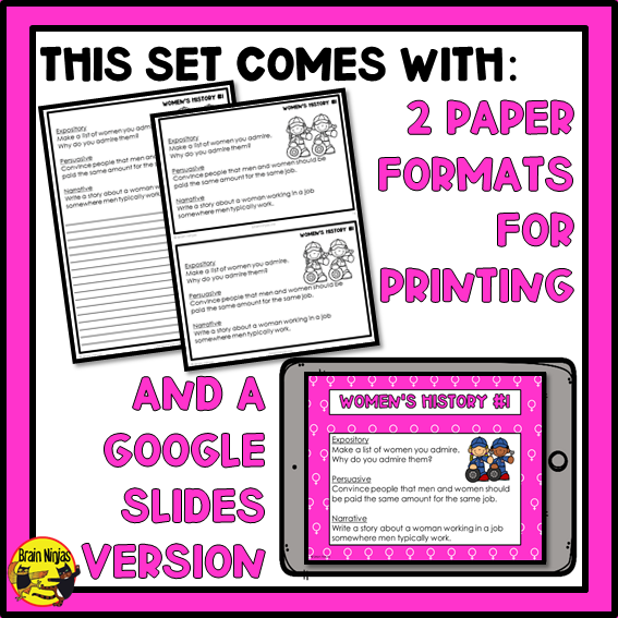 Women's History Writing Prompts | Paper and Digital