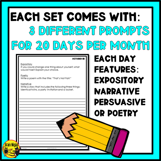Daily Writing Prompts Monthly Bundle | Paper and Digital