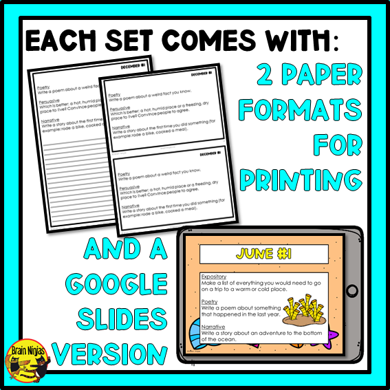 Daily Writing Prompts Monthly Bundle | Paper and Digital