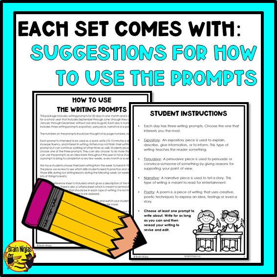 Daily Writing Prompts Monthly Bundle | Paper and Digital